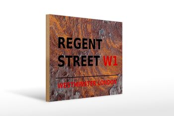 Panneau en bois Londres 40x30cm Westminster Regent Street W1 Rouille 1
