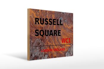 Panneau en bois Londres 40x30cm Angleterre Russell Square WC1 Rouille 1