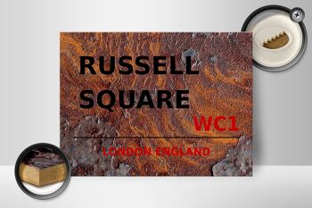 Panneau en bois Londres 40x30cm Angleterre Russell Square WC1 Rouille 2