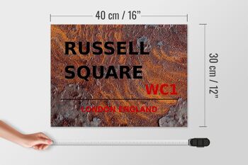 Panneau en bois Londres 40x30cm Angleterre Russell Square WC1 Rouille 4