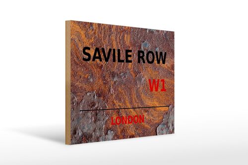 Holzschild London 40x30cm Savile Row W1 Rost