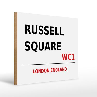 Cartello in legno Londra 40x30 cm Inghilterra Russell Square WC1