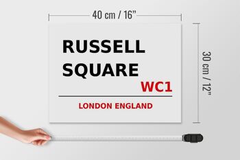 Panneau en bois Londres 40x30cm Angleterre Russell Square WC1 4