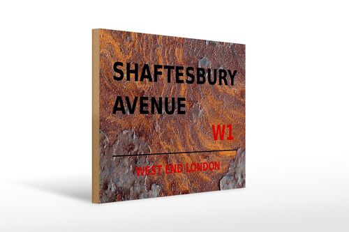 Holzschild London 40x30cm West End Shaftesbury Avenue W1 Rost