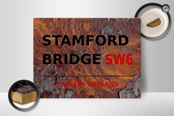 Panneau en bois Londres 40x30cm Angleterre Stamford Bridge SW6 Rouille 2