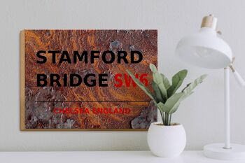 Panneau en bois Londres 40x30cm Angleterre Stamford Bridge SW6 Rouille 3
