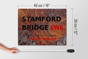 Panneau en bois Londres 40x30cm Angleterre Stamford Bridge SW6 Rouille 4