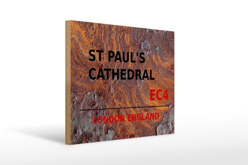 Holzschild London 40x30cm England St Paul´s Cathedral EC4 Rost
