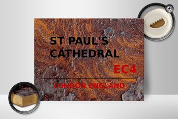 Panneau en bois Londres 40x30cm Angleterre Cathédrale St Paul EC4 Rouille 2