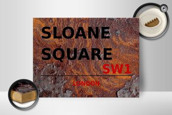 Panneau en bois Londres 40x30cm Sloane Square SW1 Rouille 2