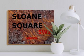 Panneau en bois Londres 40x30cm Sloane Square SW1 Rouille 3