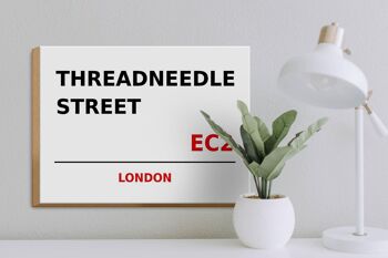 Panneau en bois Londres 40x30cm Threadneedle Street EC2 3