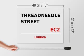 Panneau en bois Londres 40x30cm Threadneedle Street EC2 4