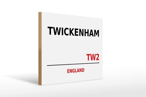Holzschild England 40x30cm Twickenham TW2