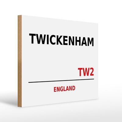 Cartel de madera Inglaterra 40x30cm Twickenham TW2