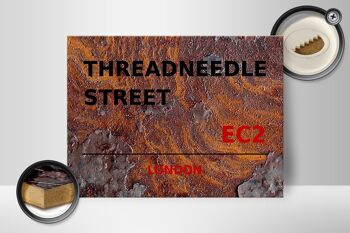 Panneau en bois Londres 40x30cm Threadneedle Street EC2 Rouille 2