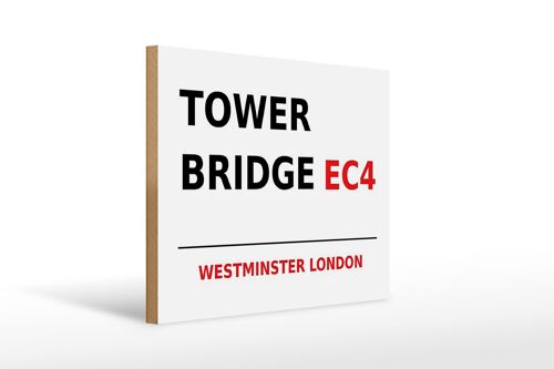 Holzschild London 40x30cm Westminster Tower Bridge EC4