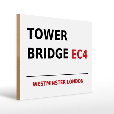 Holzschild London 40x30cm Westminster Tower Bridge EC4