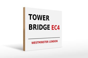 Panneau en bois Londres 40x30cm Westminster Tower Bridge EC4 1