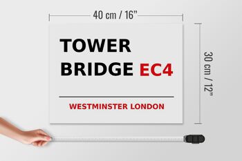 Panneau en bois Londres 40x30cm Westminster Tower Bridge EC4 4