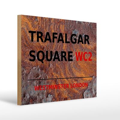 Cartel de madera Londres 40x30cm Westminster Trafalgar Square WC2