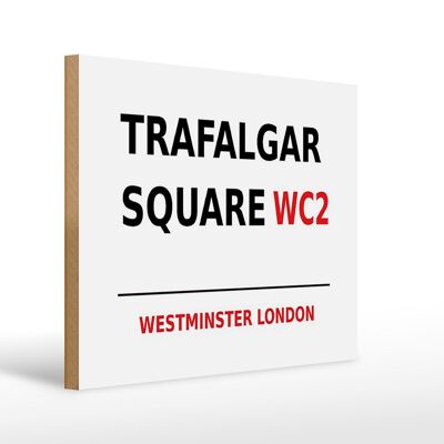 Cartello in legno Londra 40x30 cm Westminster Trafalgar Square WC2