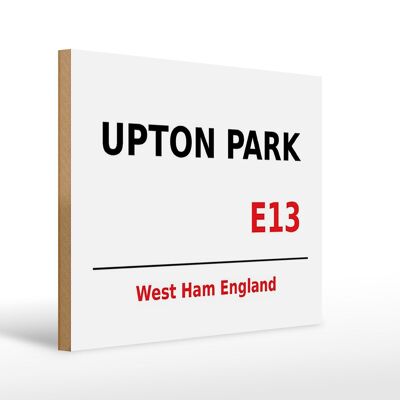 Cartel de madera Inglaterra 40x30cm West Ham Upton Park E13
