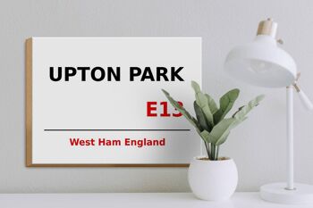 Panneau en bois Angleterre 40x30cm West Ham Upton Park E13 3