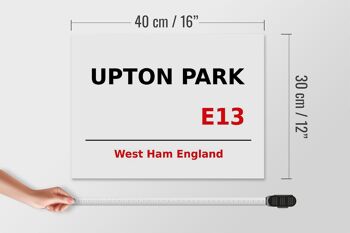 Panneau en bois Angleterre 40x30cm West Ham Upton Park E13 4