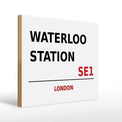 Cartello in legno Londra 40x30 cm Waterloo Station SE1