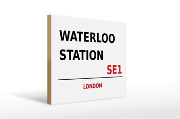Panneau en bois Londres 40x30cm Gare de Waterloo SE1 1