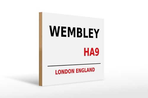 Holzschild London 40x30cm England Wembley HA9