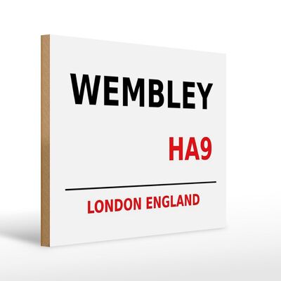 Holzschild London 40x30cm England Wembley HA9