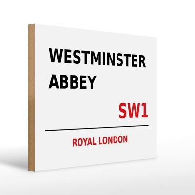 Cartel de madera Londres 40x30cm Royal Westminster Abbey SW1