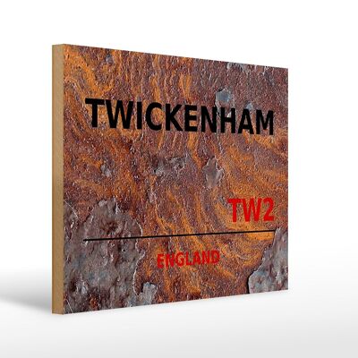 Letrero de madera Inglaterra 40x30cm Twickenham TW2 decoración de pared