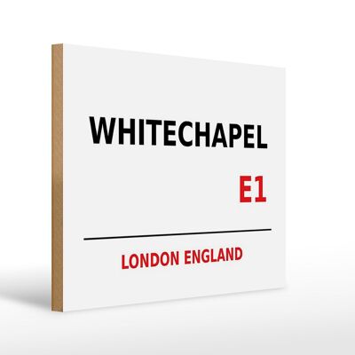 Cartello in legno Londra 40x30 cm Inghilterra Whitechapel E1