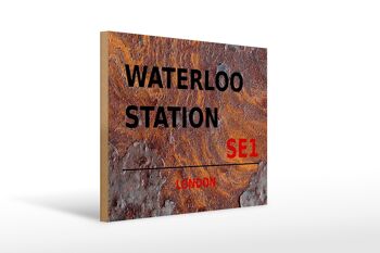 Panneau en bois Londres 40x30cm Waterloo Station SE1 Rouille 1
