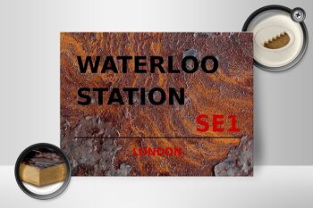 Panneau en bois Londres 40x30cm Waterloo Station SE1 Rouille 2