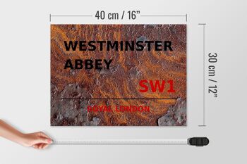 Panneau en bois Londres 40x30cm Abbaye Royale de Westminster SW1 Rouille 4