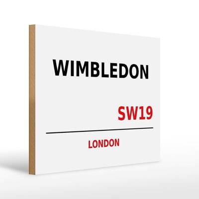 Cartel de madera Londres 40x30cm Wimbledon SW19