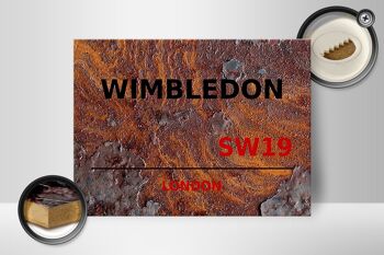 Panneau en bois Londres 40x30cm Wimbledon SW19 rouille 2