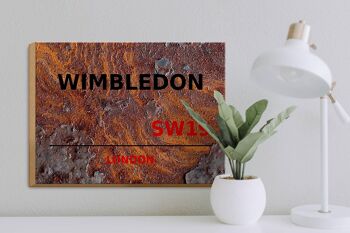 Panneau en bois Londres 40x30cm Wimbledon SW19 rouille 3