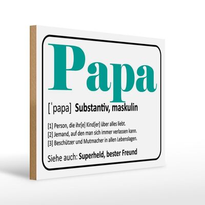 Cartello in legno con scritta "papà supereroe migliore amico" 40x30 cm
