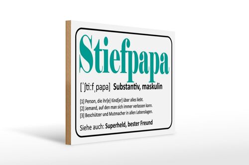 Holzschild Spruch 40x30cm Stiefpapa Superheld Freund