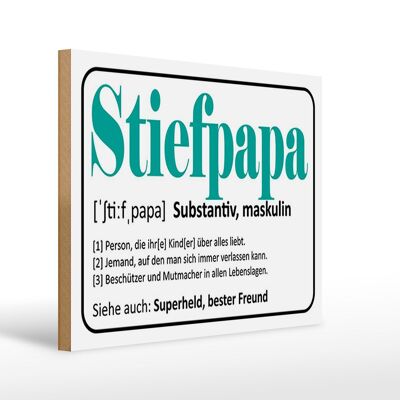 Holzschild Spruch 40x30cm Stiefpapa Superheld Freund