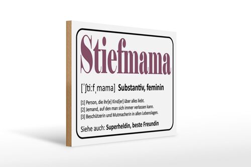 Holzschild Spruch 40x30cm Stiefmama Superheldin Freundin