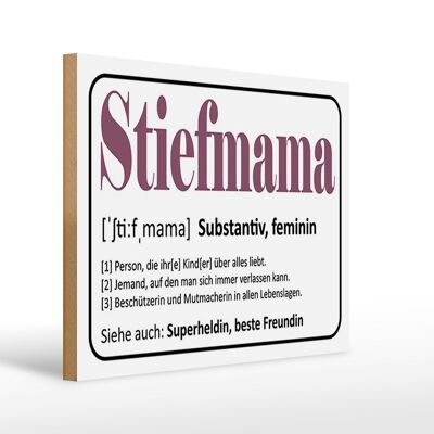 Holzschild Spruch 40x30cm Stiefmama Superheldin Freundin