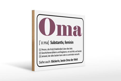 Holzschild Spruch 40x30cm Oma Bäckerin beste Oma Welt