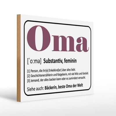 Holzschild Spruch 40x30cm Oma Bäckerin beste Oma Welt