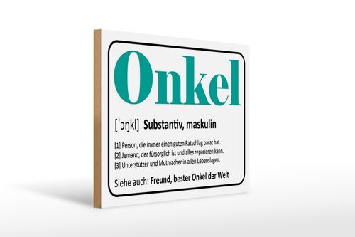 Holzschild Spruch 40x30cm Onkel Freund bester Onkel Welt